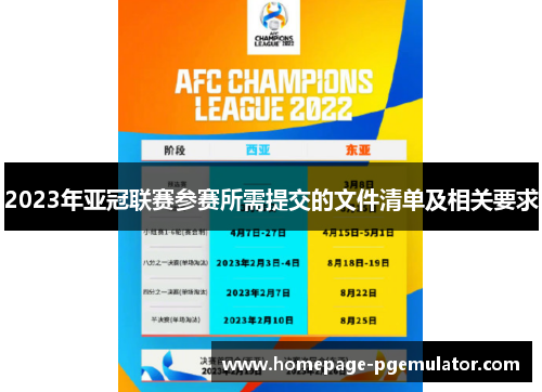 2023年亚冠联赛参赛所需提交的文件清单及相关要求