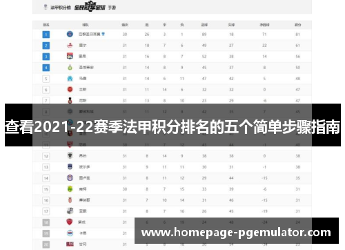 查看2021-22赛季法甲积分排名的五个简单步骤指南