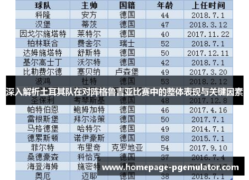 深入解析土耳其队在对阵格鲁吉亚比赛中的整体表现与关键因素